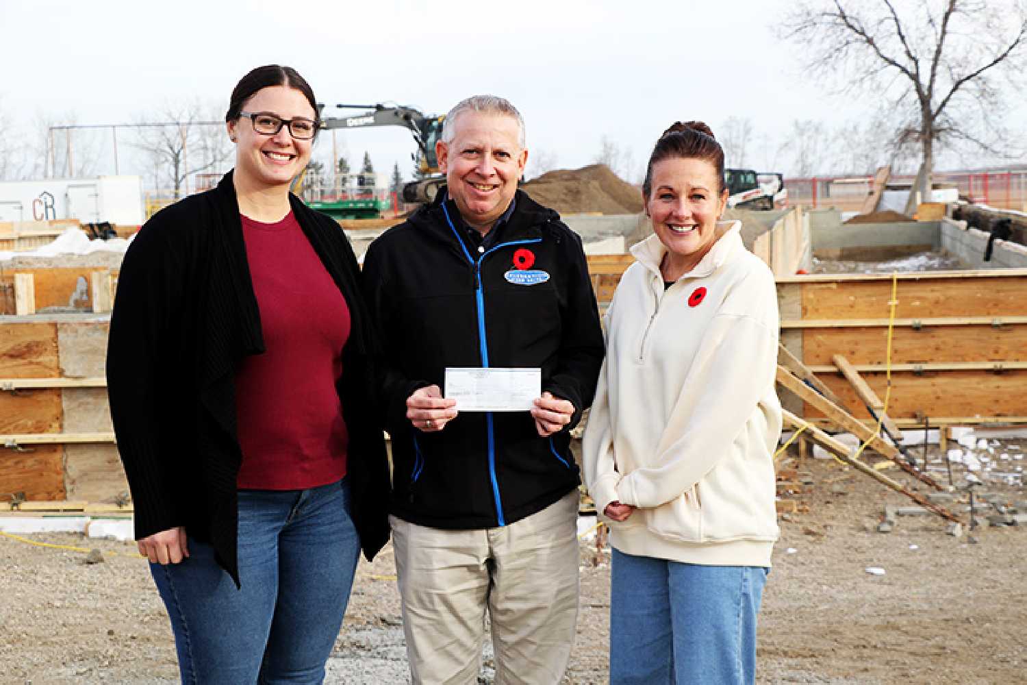 Celebration Ford has donated $10,000 to the Rocanville pool refurbishment project. From left are Tanya Strandlund of the pool fundraising committee, Tyler Thorn of Celebration Ford, and Rocanville Recreation Director Andrea Logan.